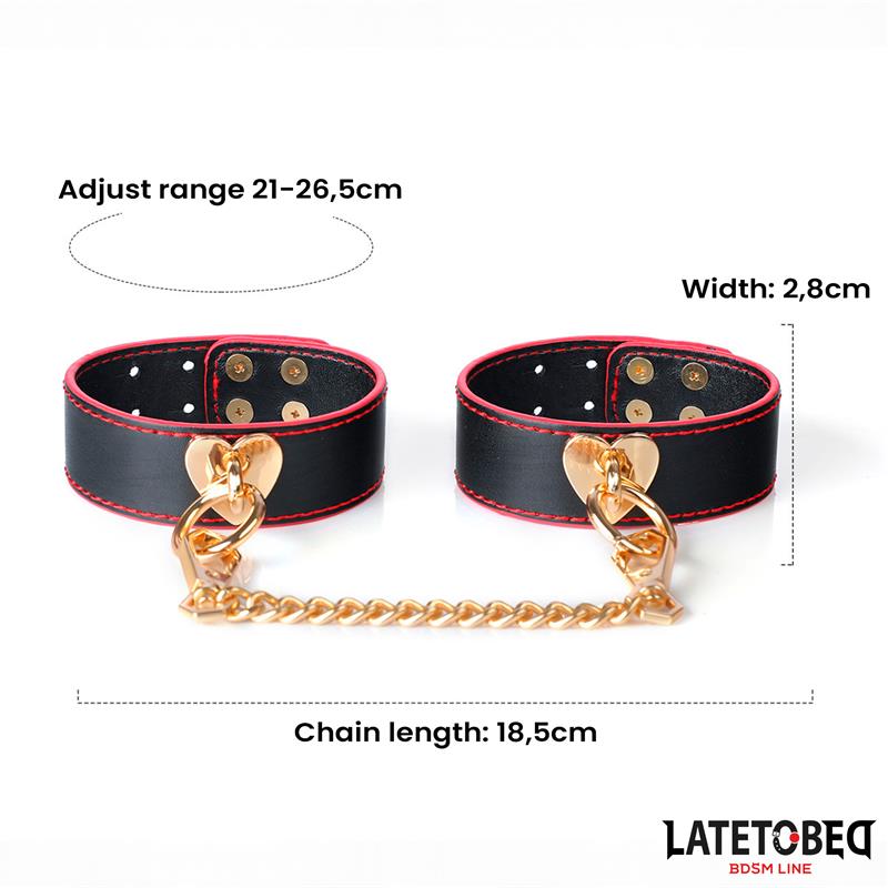LATETOBED BDSM LINE Esposas para Tobillos con Cadena Dorada