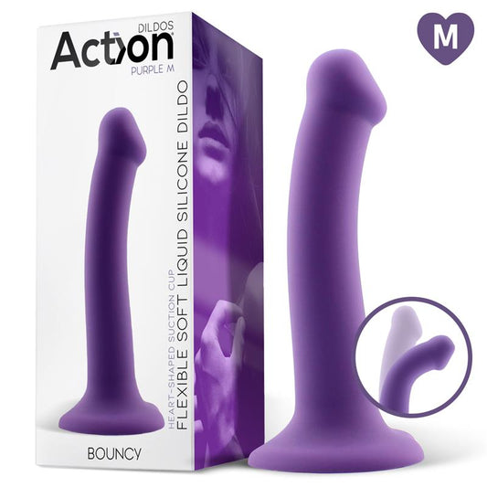 ACTION Bouncy Dildo Silicona Líquida Hiper Flexible 7 - 18 cm Talla M Púrpura