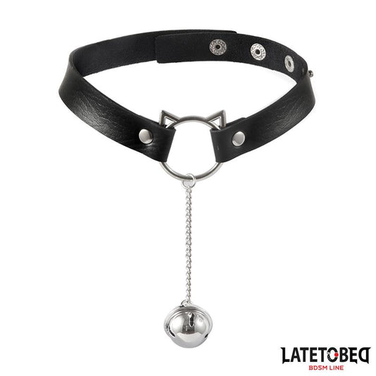 LATETOBED BDSM LINE Choker con Aro con Orejitas y Cascabel