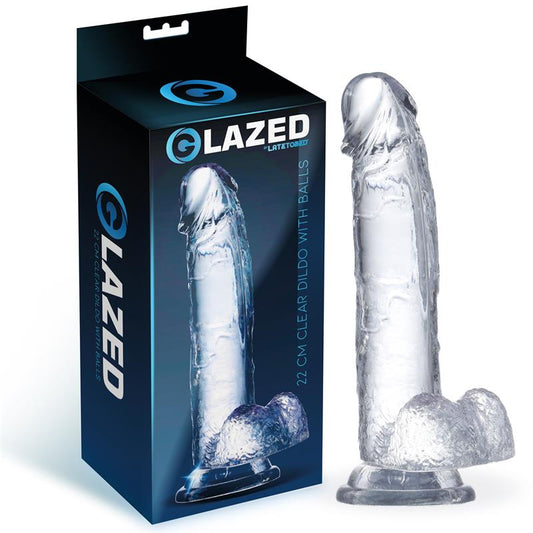 GLAZED Dildo Realista con Testículos Material Cristalino 22 cm