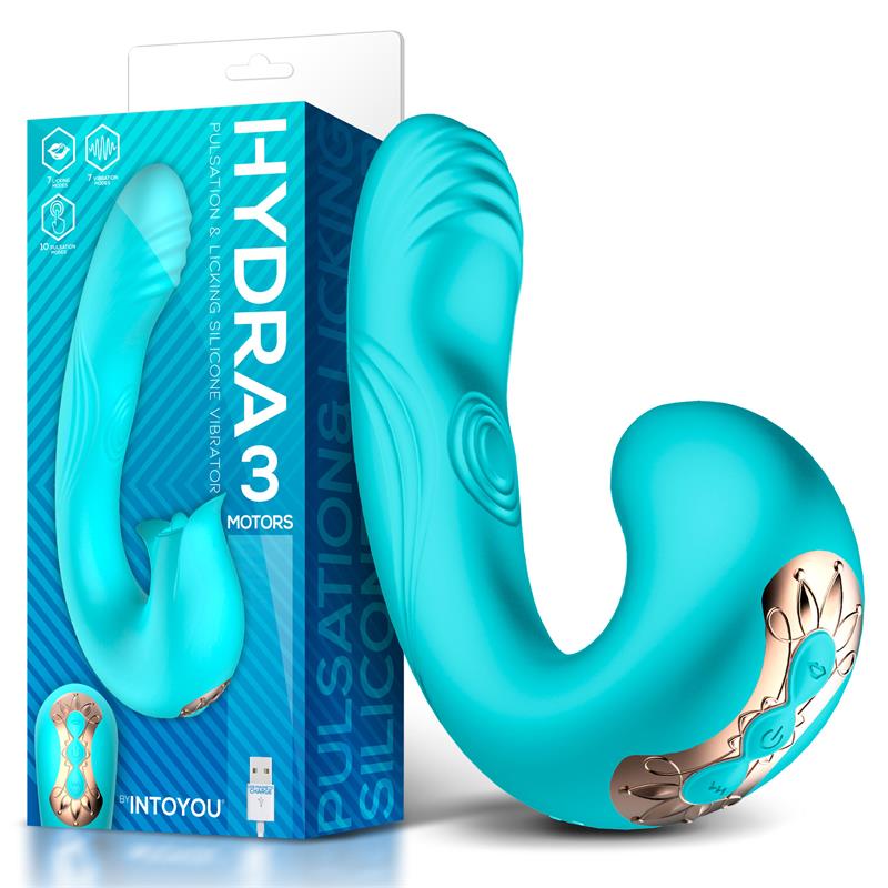 INTOYOU Hydra Vibrador con Pulsación y Lengua Estimuladora de Clítoris 3 Motores USB