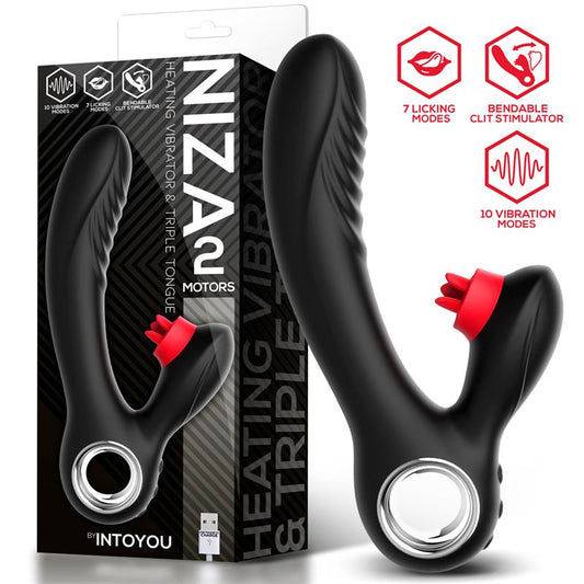 INTOYOU Niza Vibrador con Calor y Triple Lengua Estimuladora de Clítoris