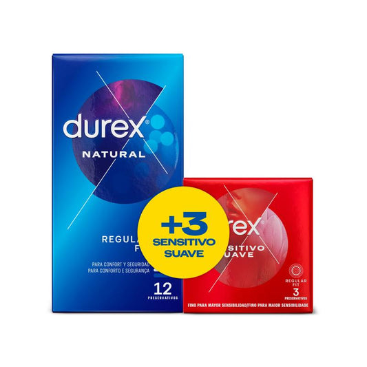 DUREX Pack Natural 12 ud y Sensitivo Suave 3 ud