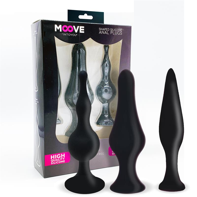 MOOVE Set 3 Plugs Anal Silicona Negro