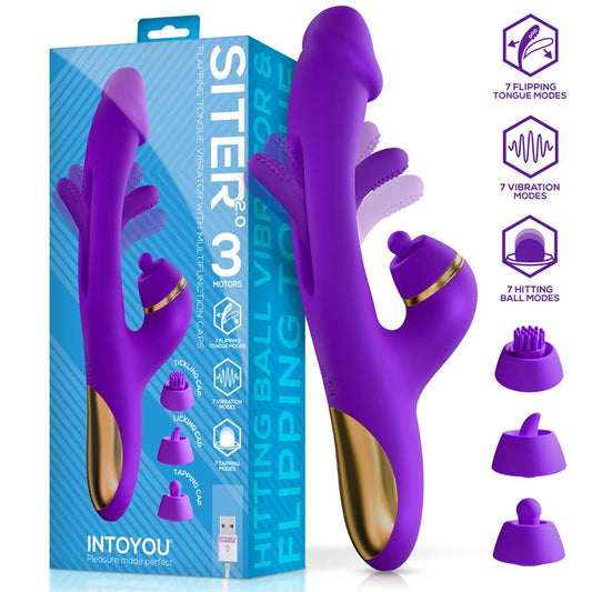 NTOYOU Siter 2.0 Vibrador con Lengua Flapping, Golpeteo y Cabezales Intercambiables