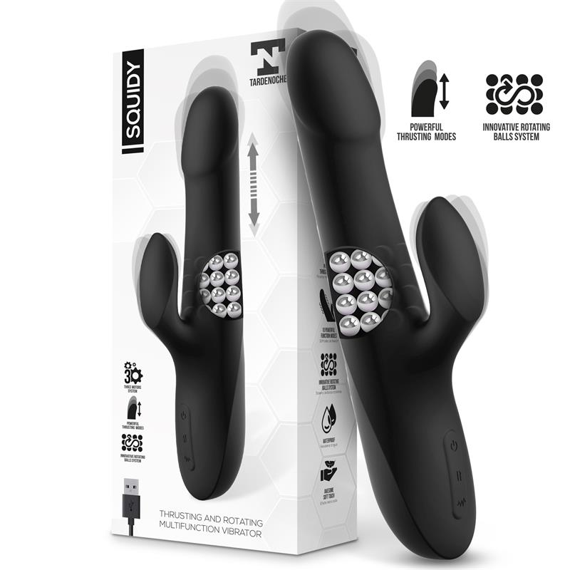 TARDENOCHE Squidy Vibrador Función de Movimiento Up and Down y Bolas Rotadoras USB Silicona