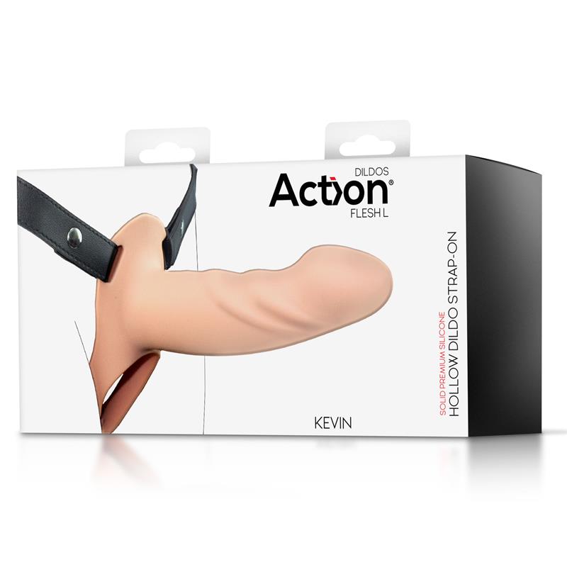ACTION Arnés Strap-on con Dildo Hueco Silicona Premium Talla L