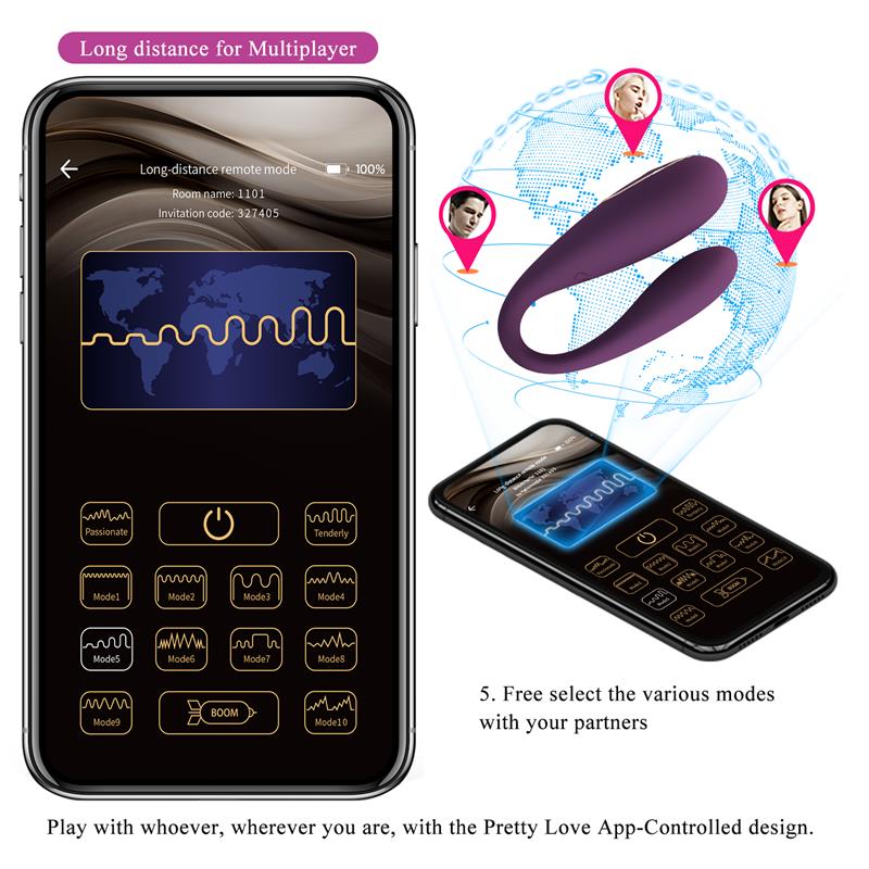 PRETTYLOVE August Vibrador de Parejas con App Lila