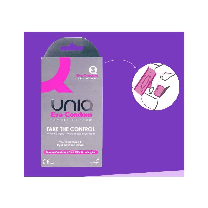 UNIQ Eva Female Preservativos Femeninos sin Látex 3 Unidades
