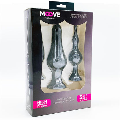 MOOVE Set 3 Plugs Anal Silicona Negro