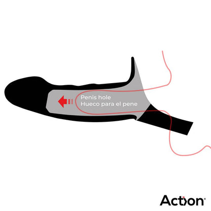 ACTION Arnés Strap-on con Dildo Hueco Silicona Premium Talla L