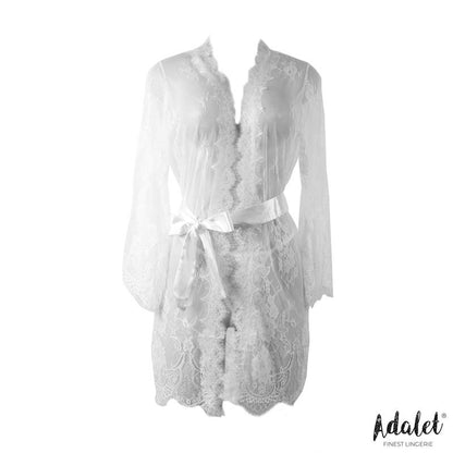 ADALET LINGERIE Lucy Peignoir Semi Transparente y Tanga Blanco