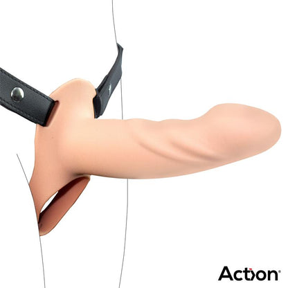 ACTION Arnés Strap-on con Dildo Hueco Silicona Premium Talla L