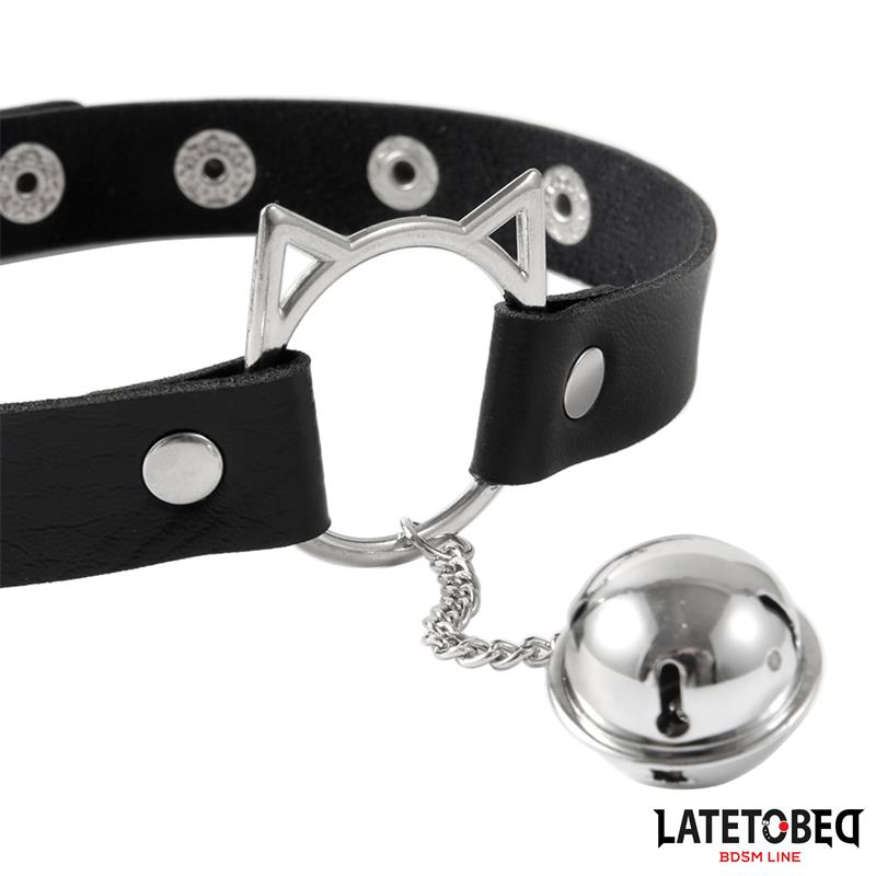 LATETOBED BDSM LINE Choker con Aro con Orejitas y Cascabel