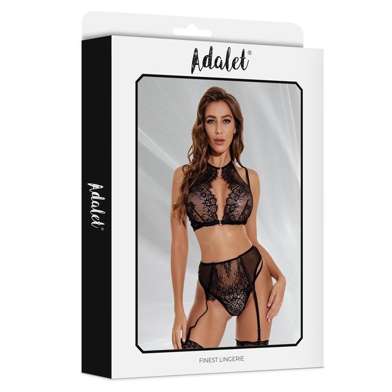 ADALET LINGERIE Evelyn Set Sujetador, Braguitas Abiertas y Liguero