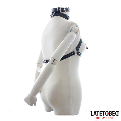LATETOBED BDSM LINE Arnés de Bondage Copas Abiertas, Mordaza y Pinzas para Pezones