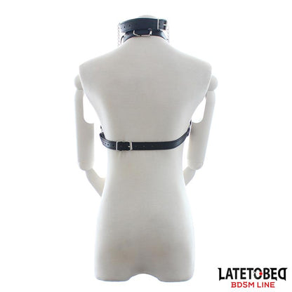 LATETOBED BDSM LINE Arnés de Bondage Copas Abiertas, Mordaza y Pinzas para Pezones