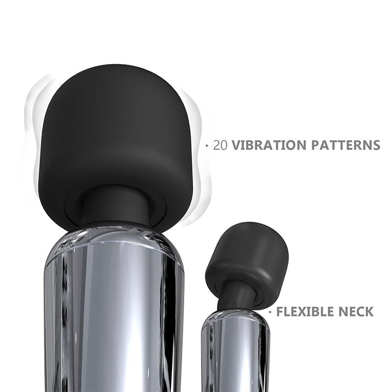 ACTION Silvery Wand Masajeador High-Tech Súper Potente Inalámbrico USB Color Cromo Silicona