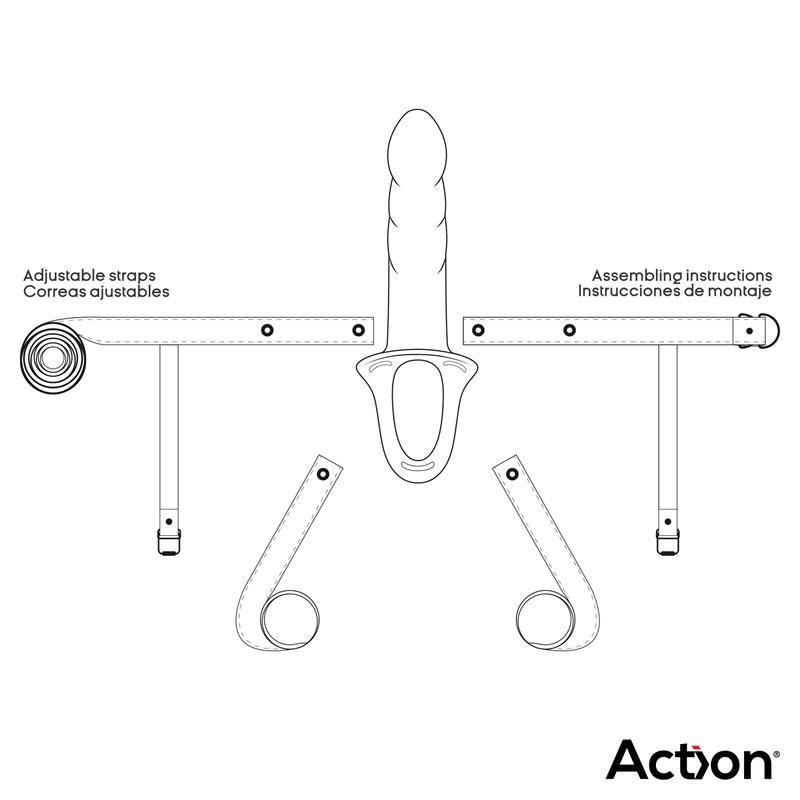 ACTION Arnés Strap-on con Dildo Hueco Silicona Premium Talla L