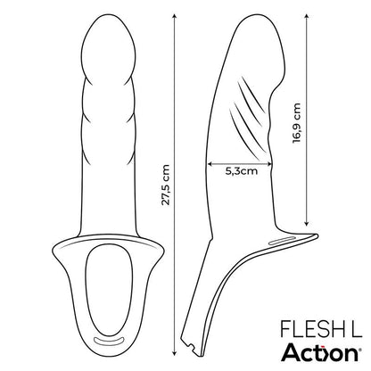 ACTION Arnés Strap-on con Dildo Hueco Silicona Premium Talla L