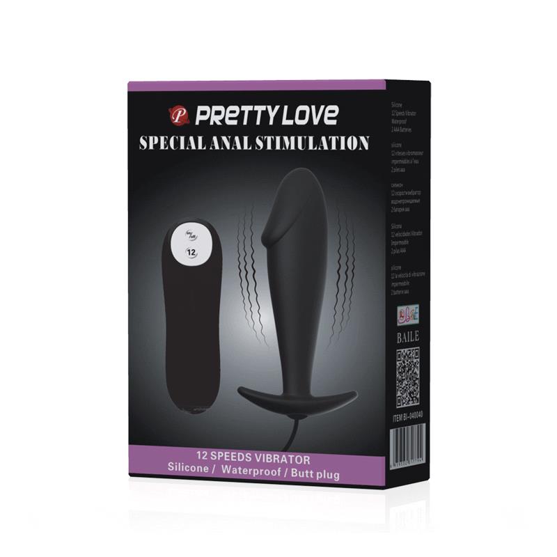 PRETTYLOVE Plug Anal Negro con Mando
